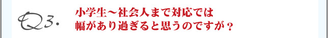 Q3.小学生～社会人まで対応では幅があり過ぎると思うのですが？